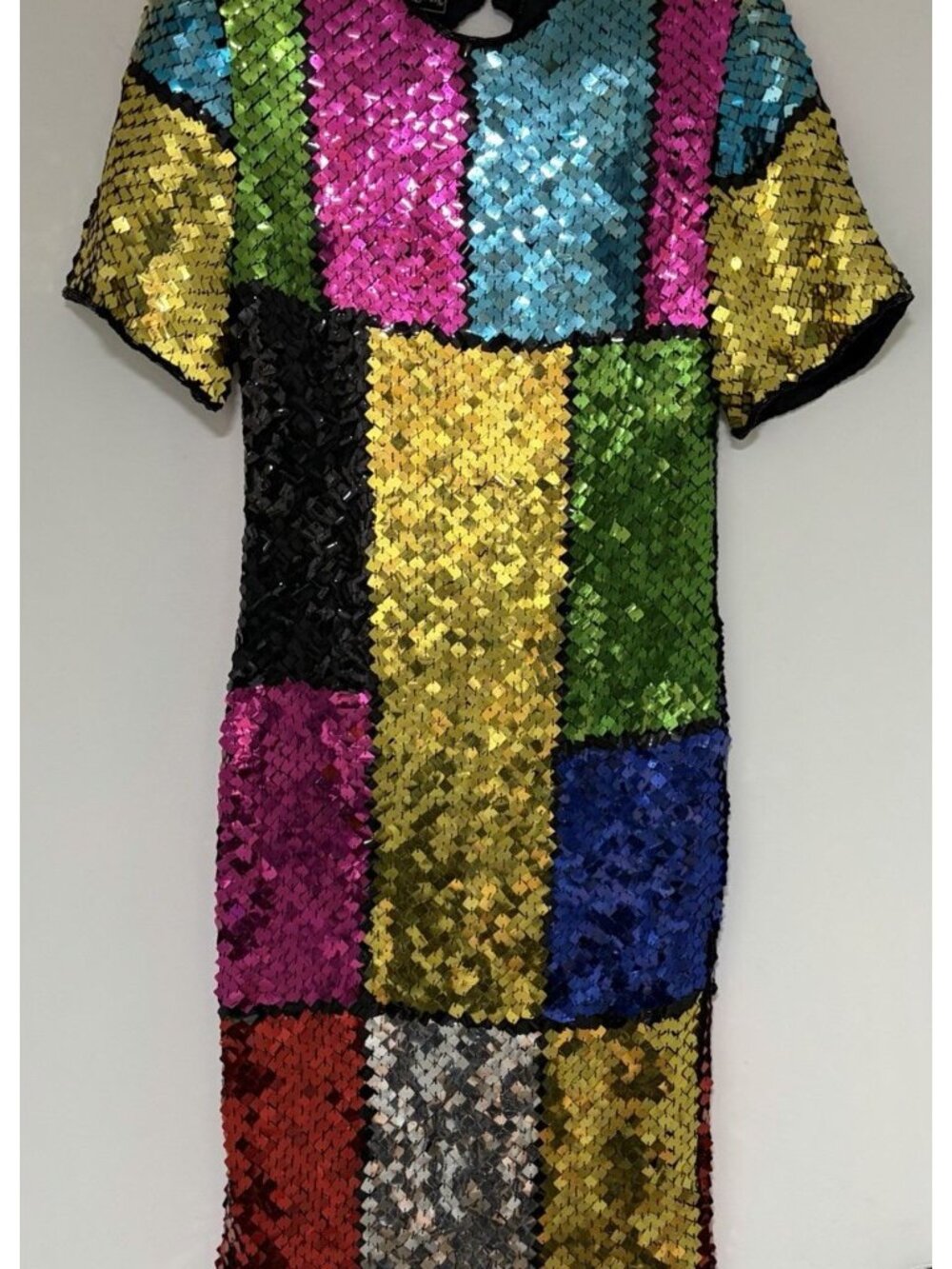 Vintage Jewel Queen Women’s Colorful Sequins Silk Dress Size Small NWT 1980s